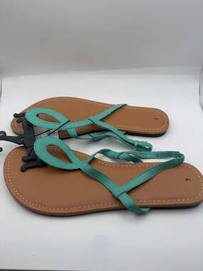 Teal Infinity Strap Ankle Wrap Flat Sandals 9